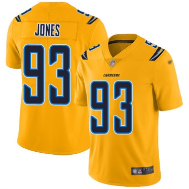 Los Angeles Chargers NFL Football Justin Jones Gold Jersey Youth Limited  #93 Inverted Legend->youth nfl jersey->Youth Jersey